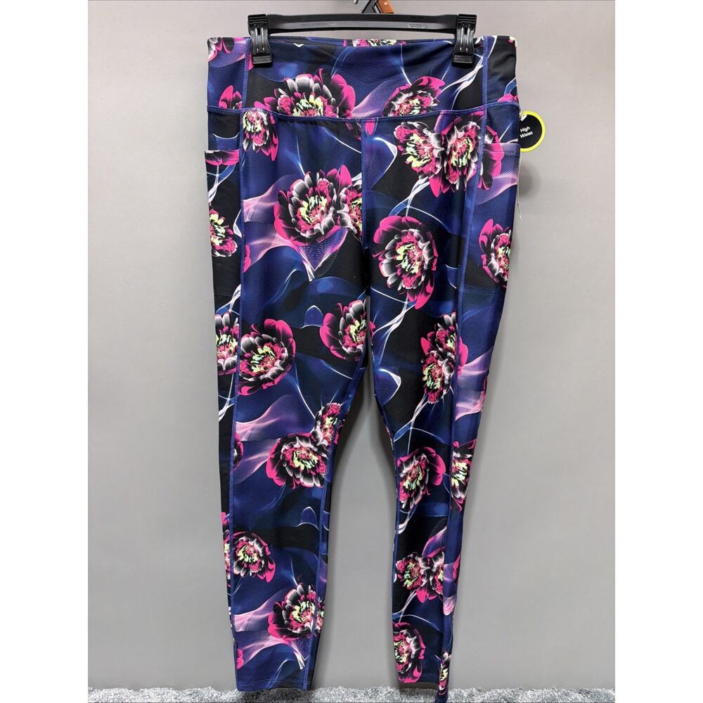 Womens Athletic Works multicolor Floral yoga pants, Size XL, New , AQ0393